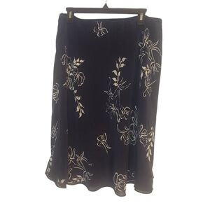 Ralph Lauren Silk  Navy & White Lined Skirt VGUC Size L